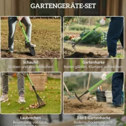 Discount Haveværktøjssæt, 4 dele: spade, hakke, rive, bladrive – gave til hende & ham Haveværktøj