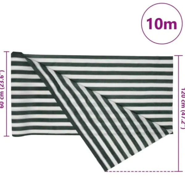 Haveduge^HDPE afskærmning 1,2x10 m - Privatlivsbeskyttelse | Farve: Grøn/Hvid | Vægt: 75 g/m²