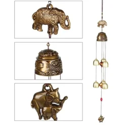 Online Held og lykke Feng Shui farvede elefant vindklokker - kinesisk boligindretning Vinddekoration