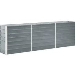 Plantningsbænke^Høj plantekasse i galvaniseret stål - Ideel til planter | Størrelse: 240x40x77 cm | Farve: Grå