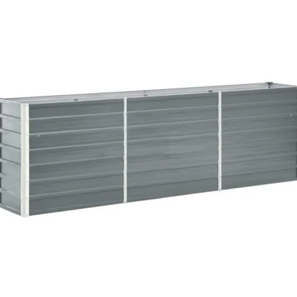 Plantningsbænke^Høj plantekasse i galvaniseret stål - Ideel til planter | Størrelse: 240x40x77 cm | Farve: Grå