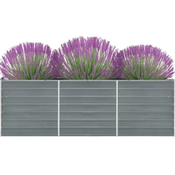 Plantningsbænke^Høj plantekasse i galvaniseret stål - Ideel til planter | Størrelse: 240x40x77 cm | Farve: Grå