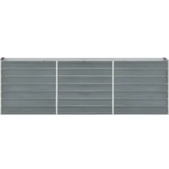 Plantningsbænke^Høj plantekasse i galvaniseret stål - Ideel til planter | Størrelse: 240x40x77 cm | Farve: Grå