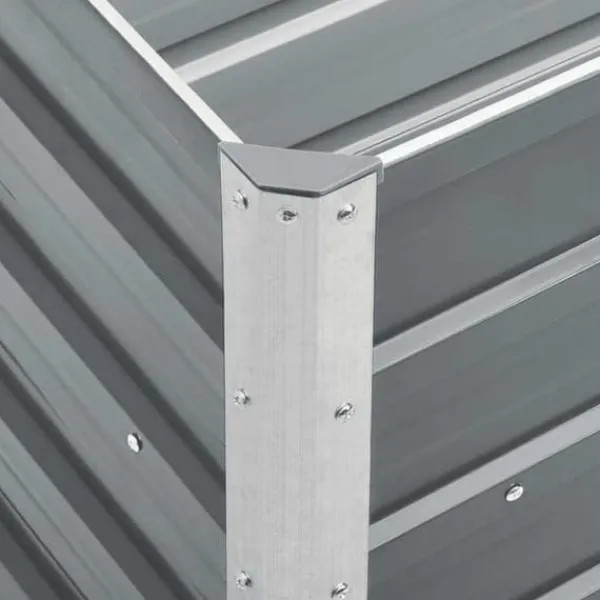 Plantningsbænke^Høj plantekasse i galvaniseret stål - Ideel til planter | Størrelse: 240x40x77 cm | Farve: Grå