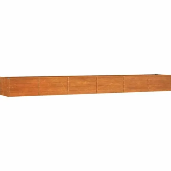 Plantningsbænke^Højbed i cortenstål - Dybt og robust design | Størrelse: 480x80x45 cm | Farve: Rustfarvet