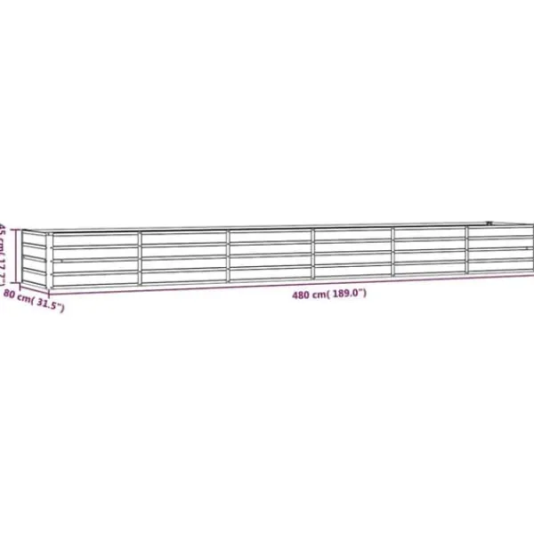 Plantningsbænke^Højbed i cortenstål - Dybt og robust design | Størrelse: 480x80x45 cm | Farve: Rustfarvet