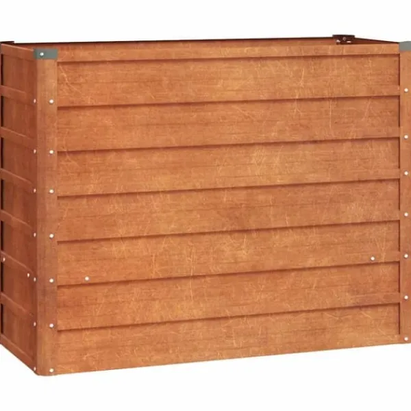 New Højbed i cortenstål - Holdbart og dekorativt | Størrelse: 100x40x77 cm | Farve: Rustfarvet Plantningsbænke