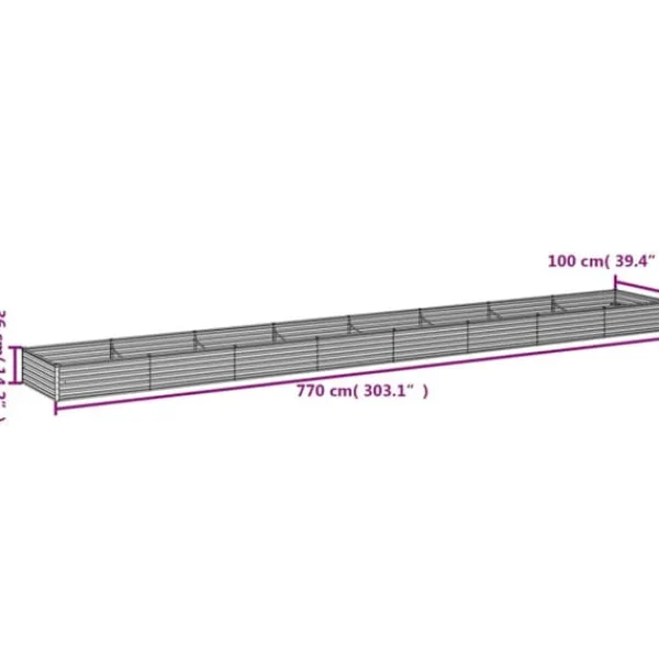 Hot Højbed i cortenstål - Holdbart og dekorativt | Størrelse: 770x100x36 cm | Farve: Brune nuancer Plantningsbænke