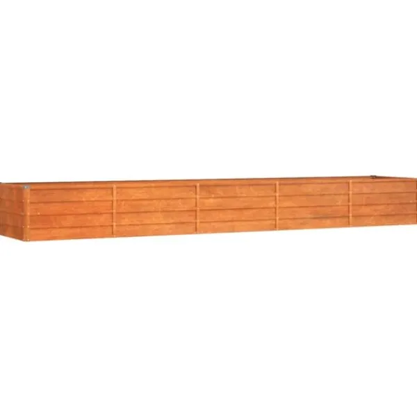 Outlet Højbed i cortenstål - Holdbart og rustfarvet design | Størrelse: 400x80x45 cm Plantningsbænke