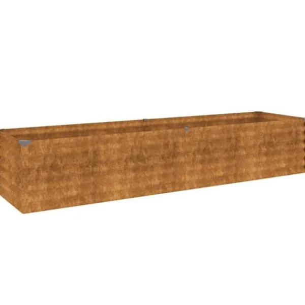 Outlet Højbed i cortenstål - Holdbart og dekorativt | Størrelse: 194x50x36 cm | Farve: Brun Plantningsbænke