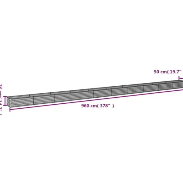 Plantningsbænke^Højbed i cortenstål - Holdbart og dekorativt | Størrelse: 960x50x36 cm