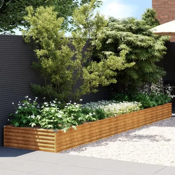 Plantningsbænke^Højbed i cortenstål 482x100x36 cm - Holdbart & dekorativt til haven | Størrelse: 482x100x36 cm