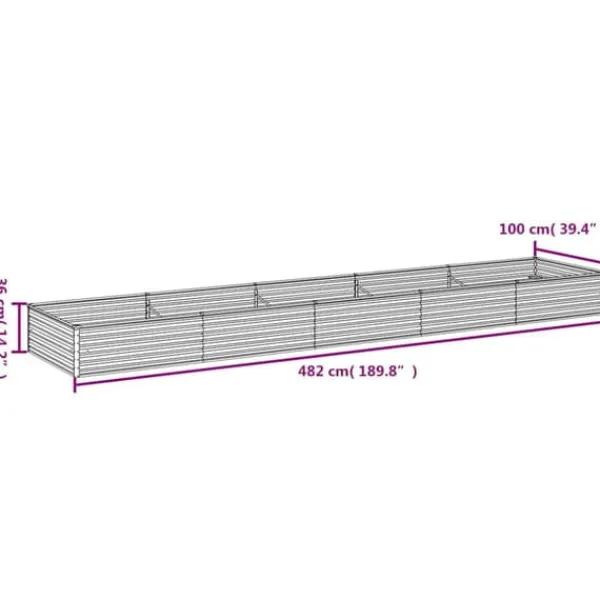 Plantningsbænke^Højbed i cortenstål 482x100x36 cm - Holdbart & dekorativt til haven | Størrelse: 482x100x36 cm