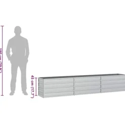 Plantningsbænke^Højbed i galvaniseret stål - Plantekasse | Størrelse: 240x40x45 cm | Farve: Sølv