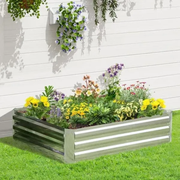 Online Højbed i galvaniseret stål 120x90x30 cm, sølv – til blomster & grøntsager Krukker & Plantebeholdere