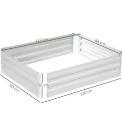 Online Højbed i galvaniseret stål 120x90x30 cm, sølv – til blomster & grøntsager Krukker & Plantebeholdere