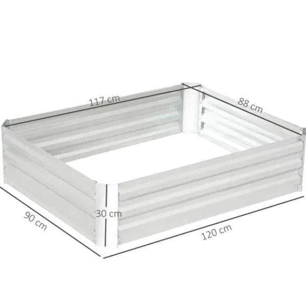 Online Højbed i galvaniseret stål 120x90x30 cm, sølv – til blomster & grøntsager Krukker & Plantebeholdere