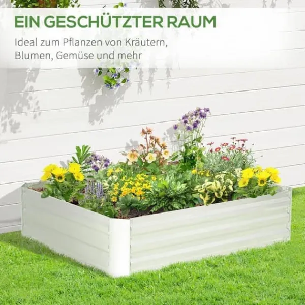Online Højbed i galvaniseret stål 120x90x30 cm, sølv – til blomster & grøntsager Krukker & Plantebeholdere