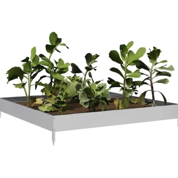 Discount Højbed i galvaniseret stål - Stabilt og holdbart design | Størrelse: 100x100x18,5 cm Krukker & Plantebeholdere