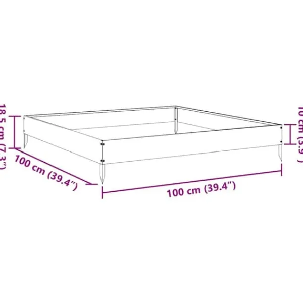 Discount Højbed i galvaniseret stål - Stabilt og holdbart design | Størrelse: 100x100x18,5 cm Krukker & Plantebeholdere