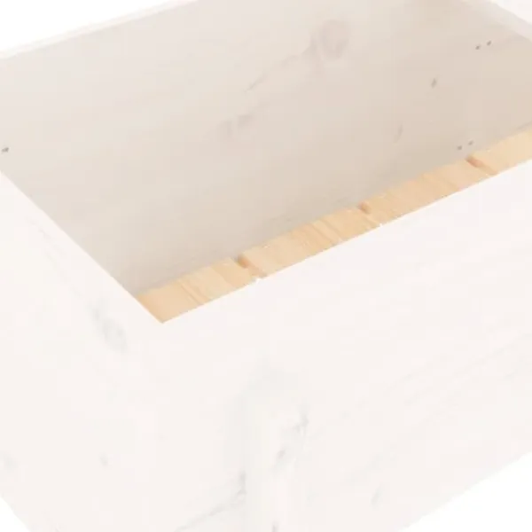 Højbed i massivt fyrretræ - Plantekasse til have og balkon | Størrelse: 121x50x57 cm | Farve: Hvid Plantningsbænke