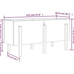 Højbed i massivt fyrretræ - Plantekasse til have og balkon | Størrelse: 121x50x57 cm | Farve: Hvid Plantningsbænke