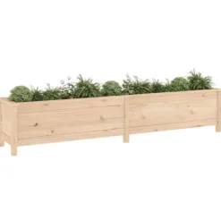 Clearance Højbed i massivt fyrretræ - Plantkasse til have | Størrelse: 199,5x40x39 cm Plantningsbænke