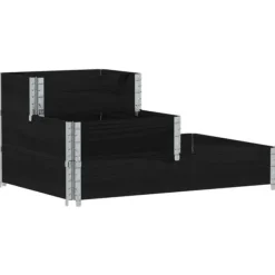 Plantningsbænke^Højbed i massivt fyrretræ - 3 niveauer | Størrelse: 120x80 cm | Farve: Sort