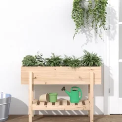 Plantningsbænke^Højbed i massivt fyrretræ - Plantekasse til have og terrasse | Størrelse: 101x30x69 cm