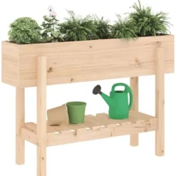 Plantningsbænke^Højbed i massivt fyrretræ - Plantekasse til have og terrasse | Størrelse: 101x30x69 cm