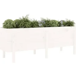 Plantningsbænke^Højbed i massivt fyrretræ - Plantekasse til haven | Mål: 160x50x57 cm | Farve: Hvid