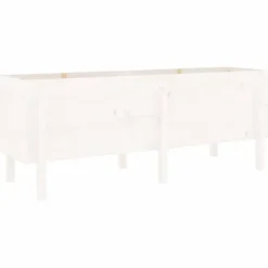 Plantningsbænke^Højbed i massivt fyrretræ - Plantekasse til haven | Mål: 160x50x57 cm | Farve: Hvid