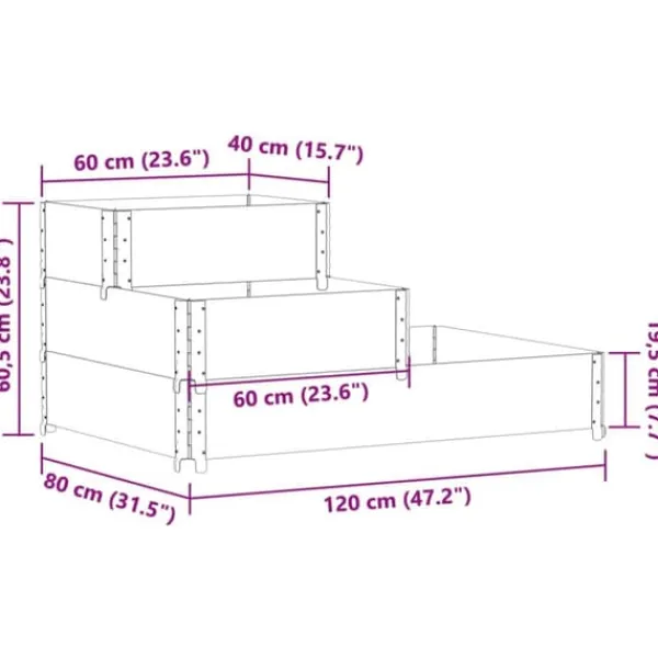 Sale Højbed i massivt fyrretræ - 3 niveauer | Størrelse: 120x80 cm | Farve: Brun Krukker & Plantebeholdere