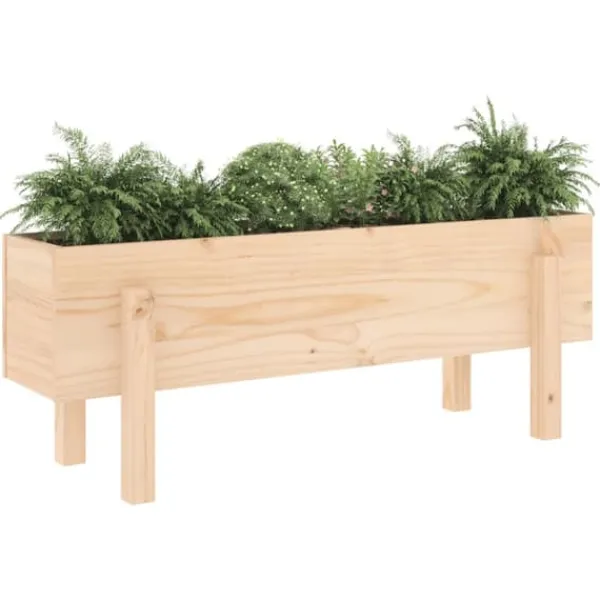 Sale Højbed i massivt fyrretræ - Dybde 101x30x38 cm | Farve: Naturlig træfarve Plantningsbænke