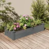 Plantningsbænke^Højbed i massivt fyrretræ med foring - Plantekasse | Størrelse: 120x45x25 cm | Farve: Grå