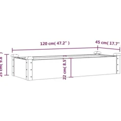 Plantningsbænke^Højbed i massivt fyrretræ med foring - Plantekasse | Størrelse: 120x45x25 cm | Farve: Grå
