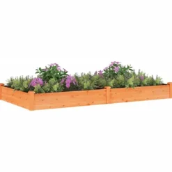 New Højbed i massivt fyrretræ med foring - Plantekasse | Størrelse: 240x120x25 cm | Farve: Brun Plantningsbænke
