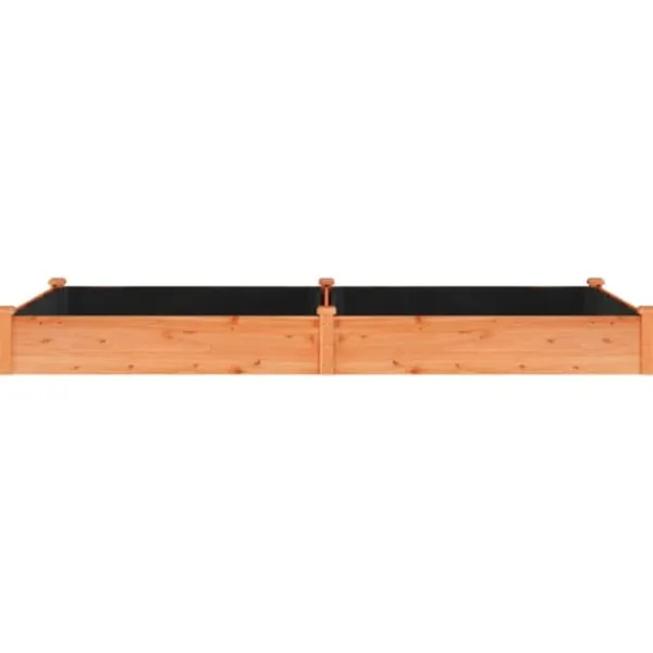 New Højbed i massivt fyrretræ med foring - Plantekasse | Størrelse: 240x120x25 cm | Farve: Brun Plantningsbænke