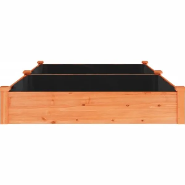 New Højbed i massivt fyrretræ med foring - Plantekasse | Størrelse: 240x120x25 cm | Farve: Brun Plantningsbænke