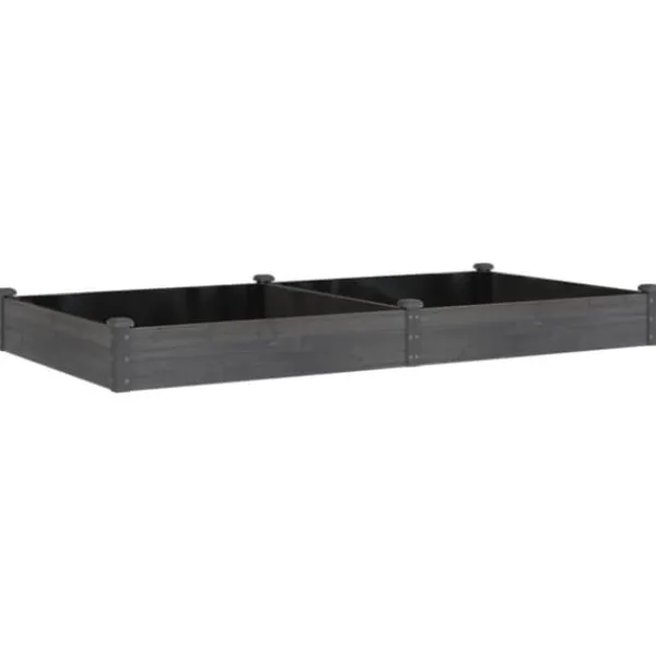 Plantningsbænke^Højbed i massivt fyrretræ med foring 240x120x25 cm | Farve: Grå