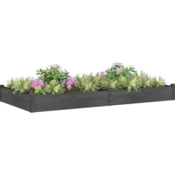 Plantningsbænke^Højbed i massivt fyrretræ med foring 240x120x25 cm | Farve: Grå