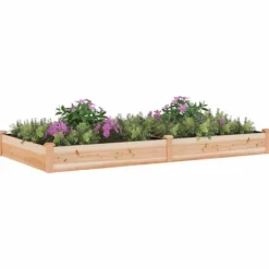 Plantningsbænke^Højbed i massivt fyrretræ med foring - Plantekasse | Størrelse: 240x120x25 cm