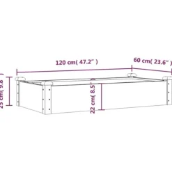 Plantningsbænke^Højbed i massivt fyrretræ med foring - Plantekasse | Størrelse: 120x60x25 cm | Farve: Grå
