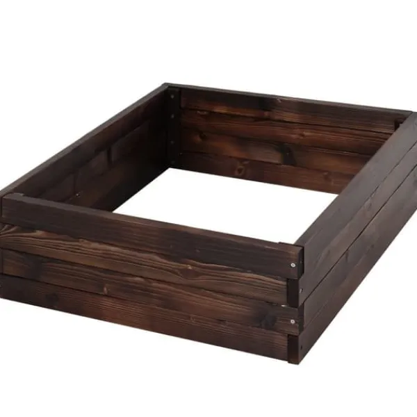 Hot Højbed i massivt træ 60x60x23 cm, mørkebrun – plantekasse/urtebed Plantningsbænke