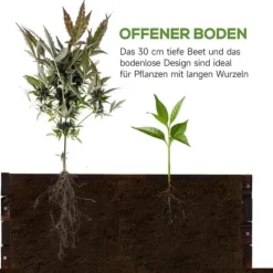 Hot Højbed i massivt træ 60x60x23 cm, mørkebrun – plantekasse/urtebed Plantningsbænke