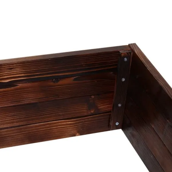 Plantningsbænke^Højbed i massivt træ 60x60x23 cm, mørkebrun – plantekasse/urtebed