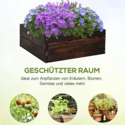Plantningsbænke^Højbed i massivt træ 60x60x23 cm, mørkebrun – plantekasse/urtebed