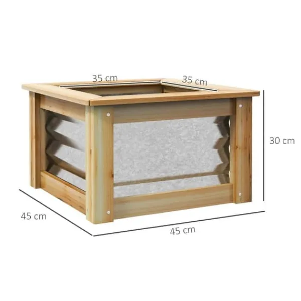 Plantningsbænke^Højbed i metal med træramme 45x45x30 cm – have & altan