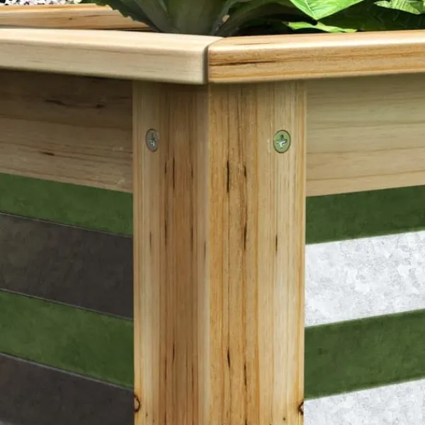 Plantningsbænke^Højbed i metal med træramme 45x45x30 cm – have & altan