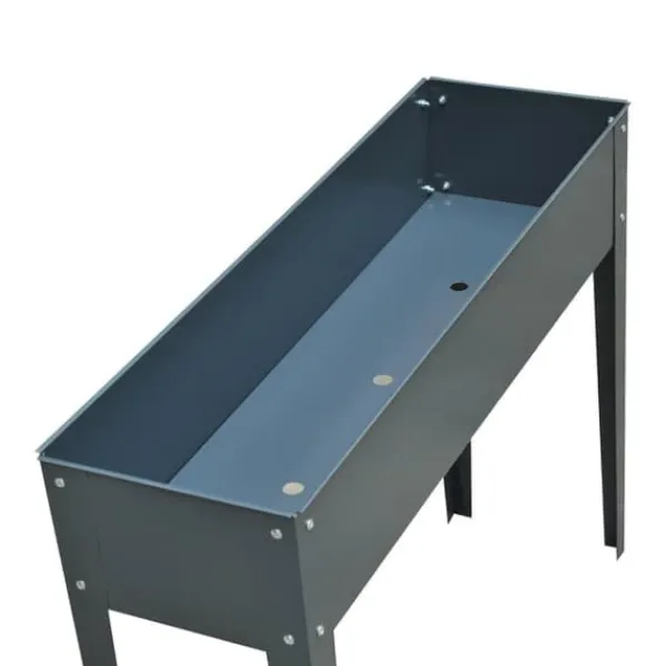 Hot Højbed i metal 100x30x80 cm med ben & 3 drænhuller – have/balkon Krukker & Plantebeholdere
